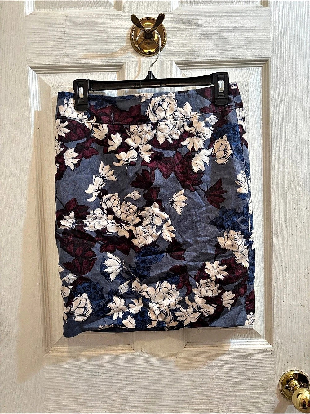 Floral Mini Skirt in Blue & Burgundy Like New